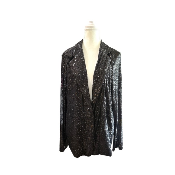 Haptics Black Sequin Blazer Jacket Size 2X - Picture 1 of 7